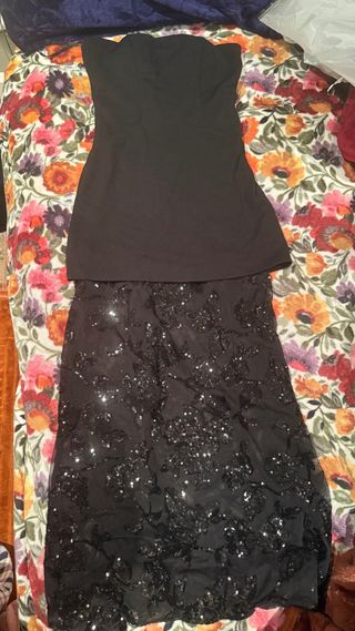 Vestido negro largo lentejuelas