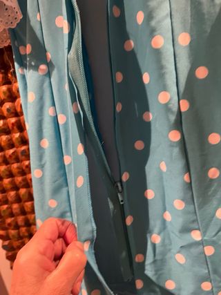 Vestido Flamenca Turquesa Lunares Blancos