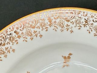🇫🇷 Limoges 6 Platos Hondos Porcelana Dorada