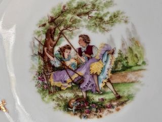 🇫🇷 Limoges 6 Platos Hondos Porcelana Dorada