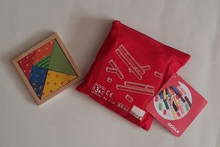 Juego de regletas y tangram de madera