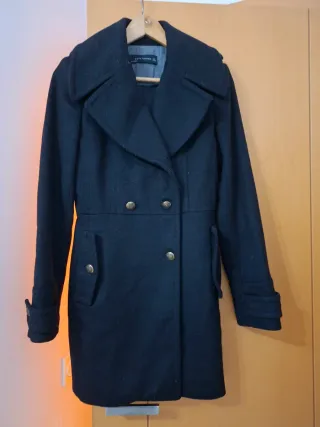 Abrigo paño negro Zara mujer Talla s
