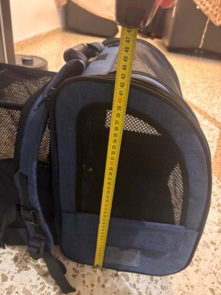 Transportín para mascotas azul y negro extendible