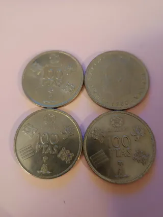 Lote 4 Monedas - 100 Pesetas - Mundial 1980 - JC