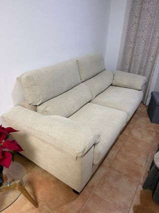 Sofá 3 plazas beige extensible