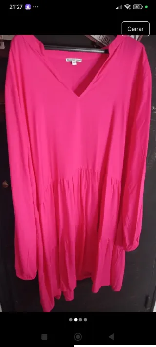 Vestido rosa manga larga