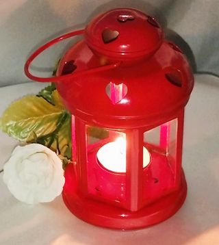 Lanterna portacandela rossa decorazione Cuore