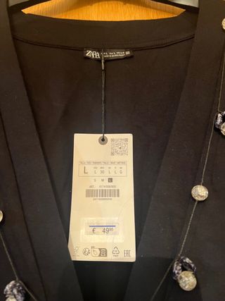 Chaqueta larga interlock frunces Zara