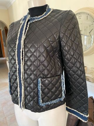 Chaqueta acolchada piel cordero lujo