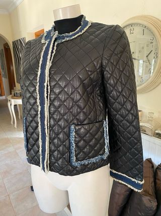 Chaqueta acolchada piel cordero lujo