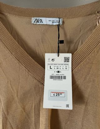 Chaleco Zara NUEVO cuello pico Talla L y Talla S