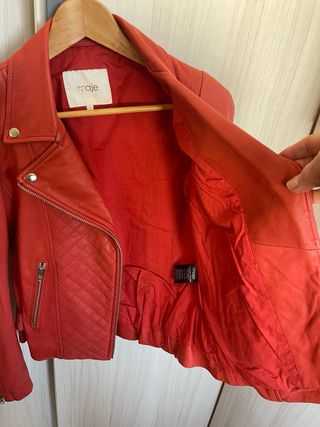Cazadora cuero Maje roja/naranja