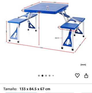 Mesa plegable camping aluminio y plastico