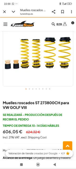 Muelles ST Suspensión Golf MK8 R 4 meses usos