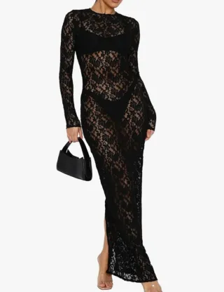 Vestido largo encaje manga larga talla M