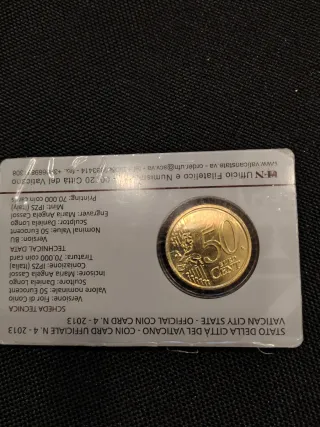 Moneda 50 céntimos Vaticano 2013