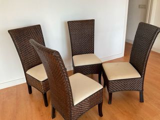 4 Sillas Rattan Haiti con Cojines Beige