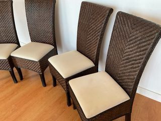 4 Sillas Rattan Haiti con Cojines Beige