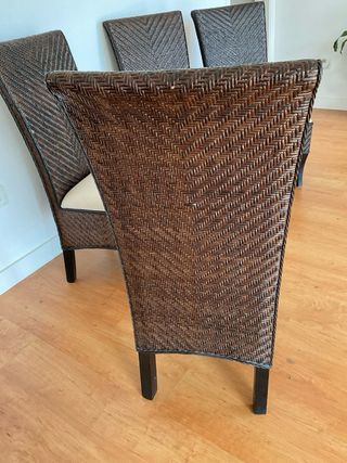 4 Sillas Rattan Haiti con Cojines Beige