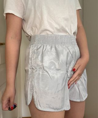 Pantaloncini corti effetto argentato