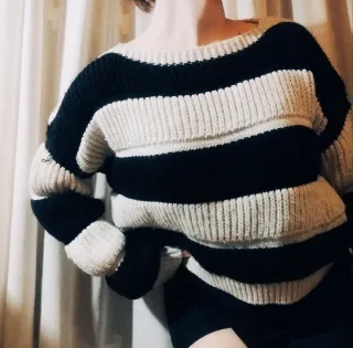 Jersey de rayas beige y negro Jersey corto