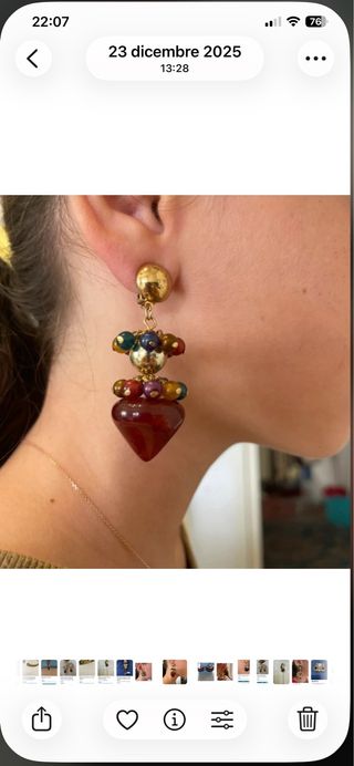 Orecchini clip metallo dorato pendente cuore