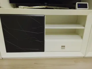 Mueble salón moderno blanco y gris