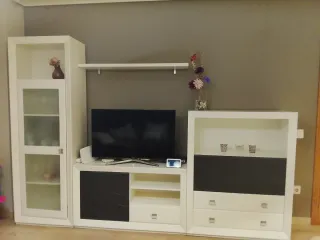 Mueble salón moderno blanco y gris