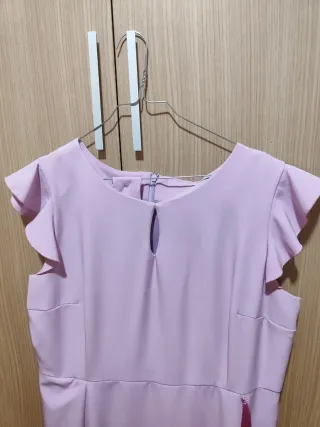 Vestido midi rosa palo