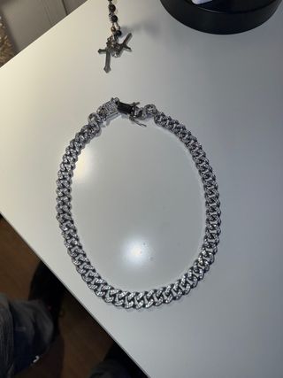 Cadena Cubana Plata con Circonitas