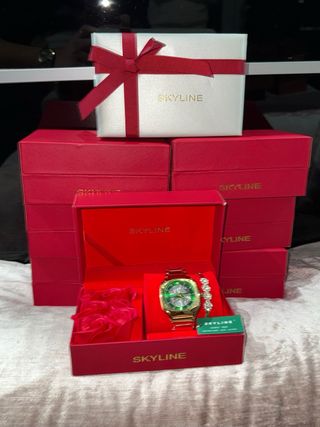 Reloj Skyline Dorado y Verde Mujer