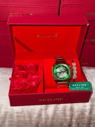 Reloj Skyline Dorado y Verde Mujer
