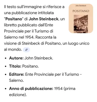 Libretto Positano di John Steinbeck 1955
