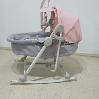 Cuna Hamaca Bebé Rosa Gris