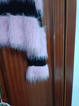 Jersey rayas rosa y negro peludo
