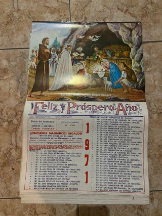 Calendario Antiguo 1971 Feliz y Próspero Año