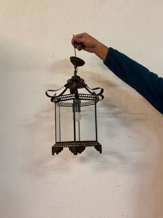 Lámpara colgante vintage cristal y metal