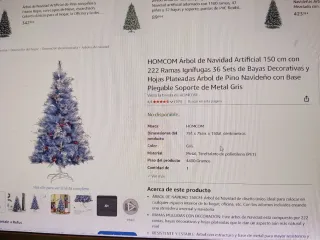 Árbol de Navidad plateado 1,50, 222 ramas ignífuga