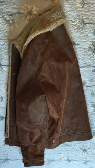 Chaqueta Donders piel ante marrón con borrego