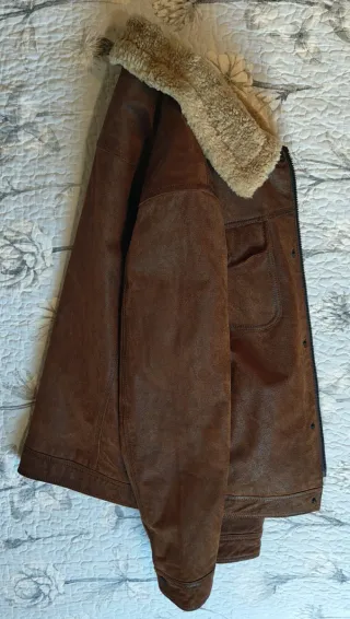 Chaqueta Donders piel ante marrón con borrego