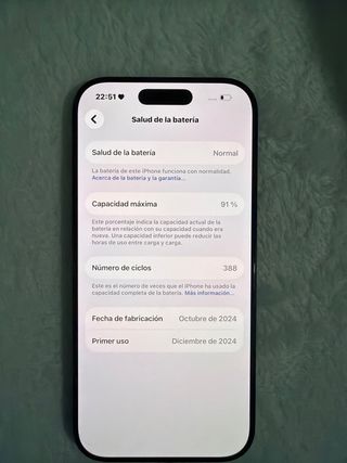 iPhone 16 Pro 256GB 91% Batería