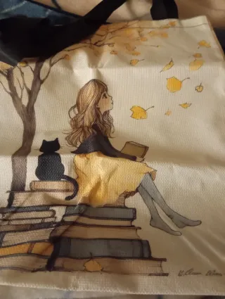 Bolsa de tela con estampado de fresas