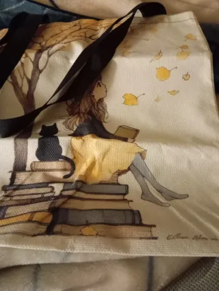 Bolsa de tela con estampado de fresas