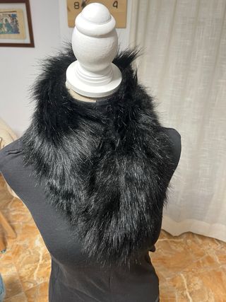 2 Cuellos de pelo sintético marrón y negro