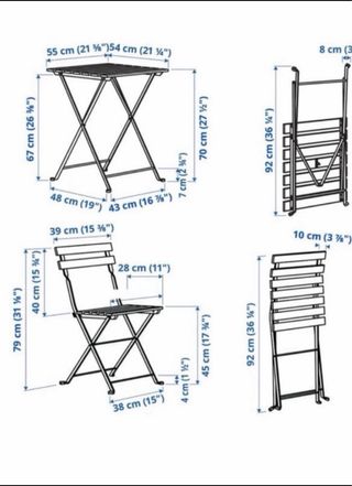 Mesa y 3 Sillas Madera Plegable IKEA