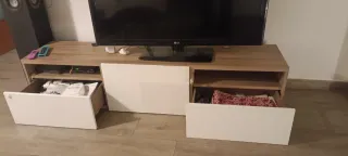 Mueble TV madera y blanco Medidas 180x42x38