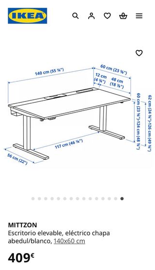 Escritorio Elevable Eléctrico MITTZON IKEA