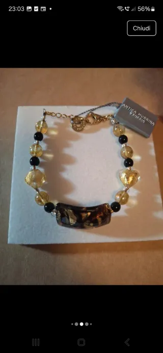 Bracciale Antica Murrina Oro e Nero Nuovo