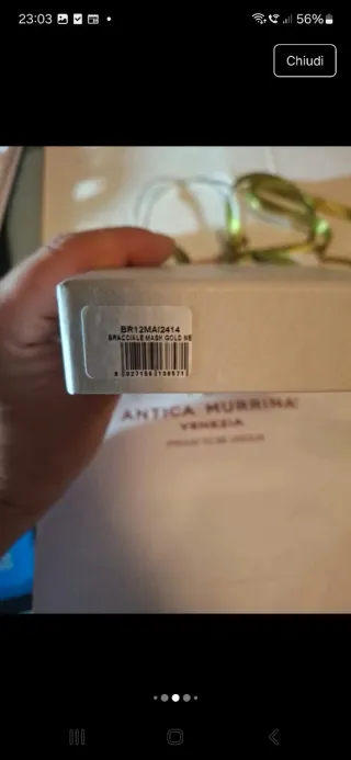 Bracciale Antica Murrina Oro e Nero Nuovo