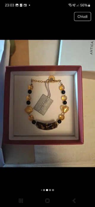 Bracciale Antica Murrina Oro e Nero Nuovo